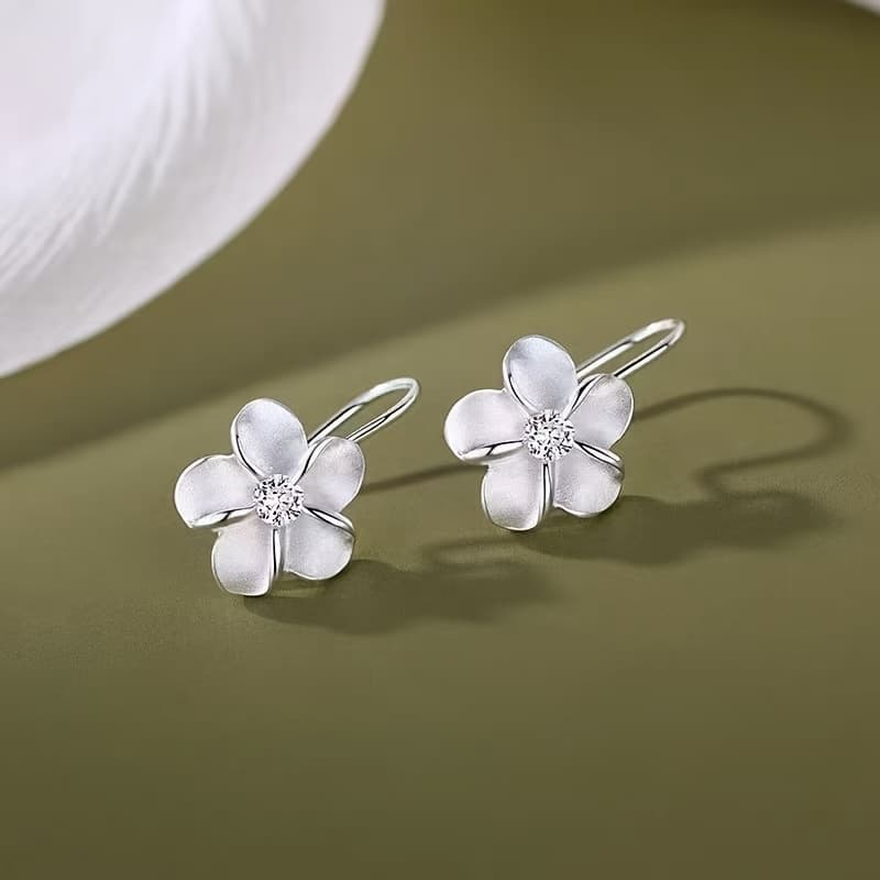 TEMU A Pair Of S925 Sterling Silvery Earrings Jewelry Exquisite Drop Earrings Delicate Female Gift, Elegant