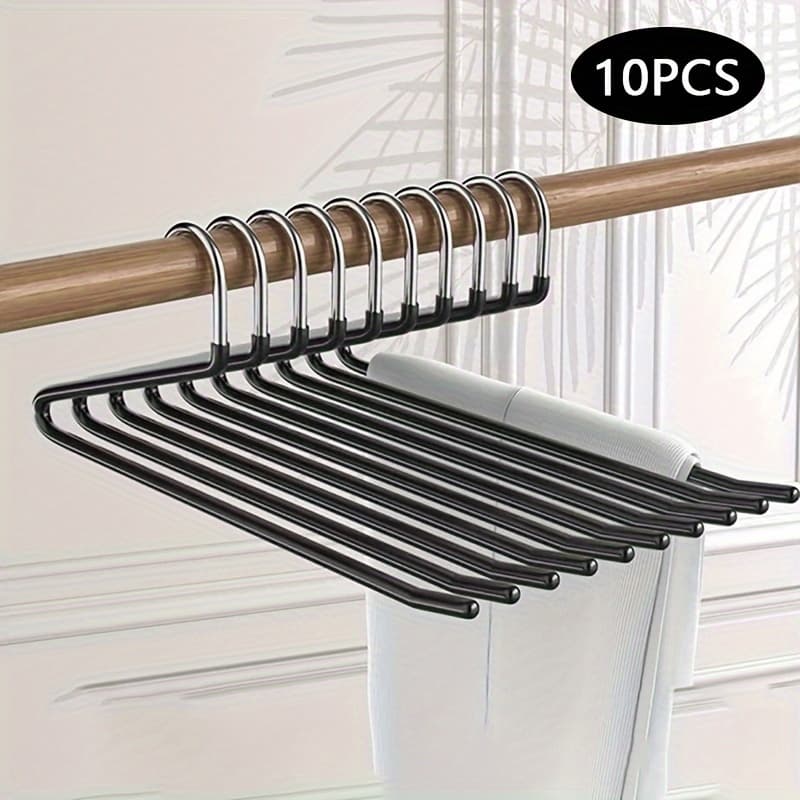 TEMU Set Of 10 Space- Z-shaped Hangers For Pants, Made From Sturdy Metal. Ideal For Organizing Pants At Home Or Displaying Them In Clothing Stores