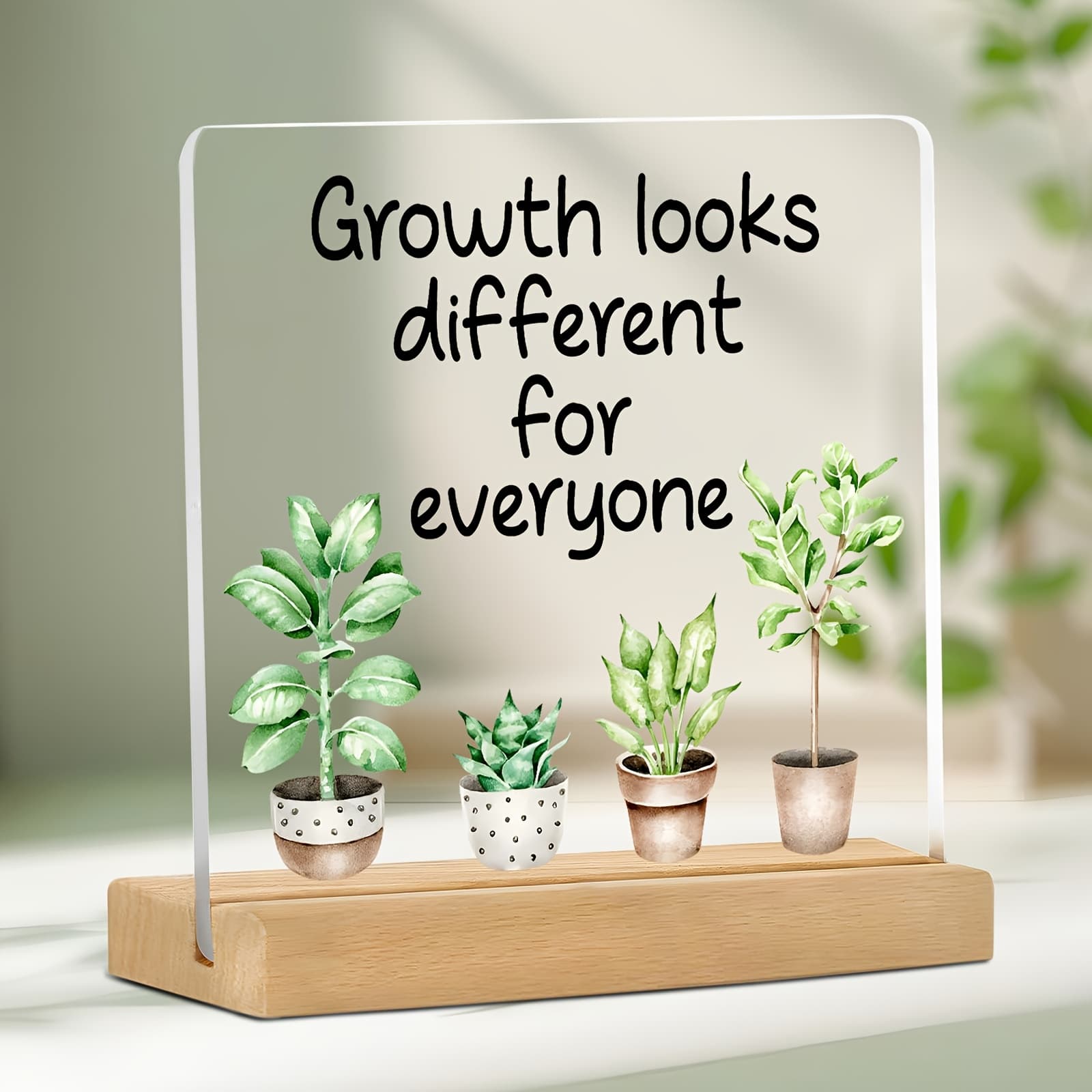 TEMU 2d Flat. Growth Path Is Unique. Inspirational Nameplate, 4x4 Inches, English Version, With Desktop Mounting Bracket, Suitable For Office, Classroom And Partition Decoration., 2d Flat