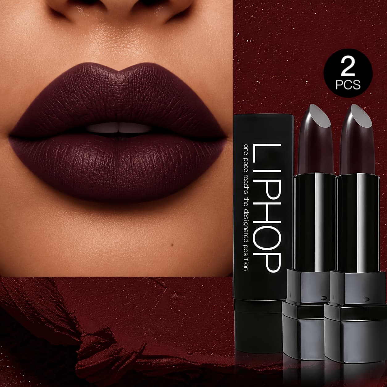 TEMU 2pcs Matte Lipstick Set, Berry Plum & Chocolate Brown, Long , Creamy Texture, Hydrating Smooth Application, Rich, Natural Look, Valentine's Day Gift