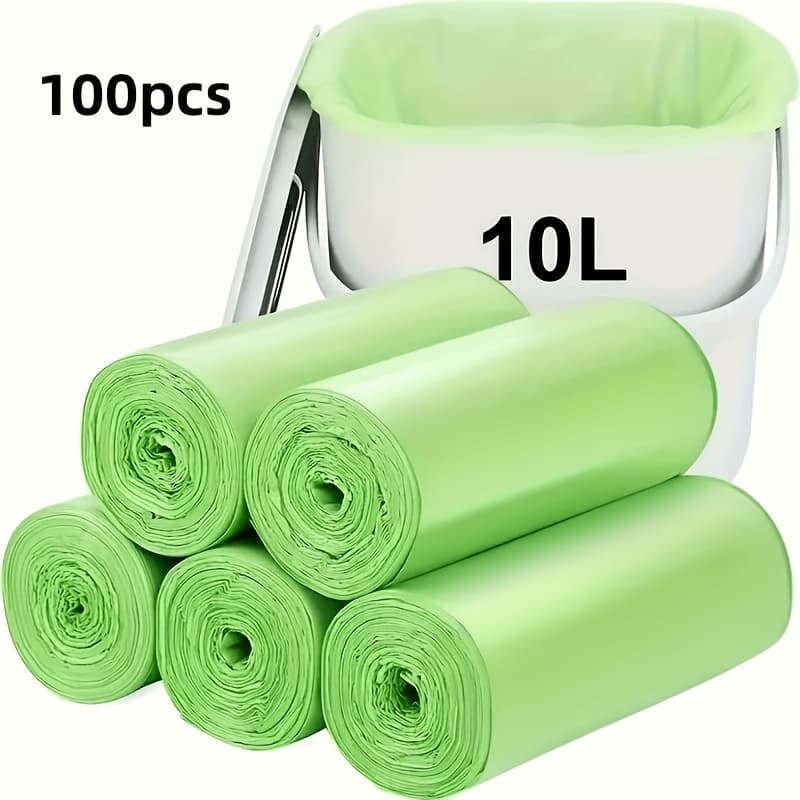 TEMU 100-pack Household Garbage Bags/rolls, 4-5 Gallons, Fragrance-free, 20% Thicker, , (green, 10 ) / Garbage Bags, Upgraded Garbage Bags, Large Garbage Bags, Bags, Wheeled Liners