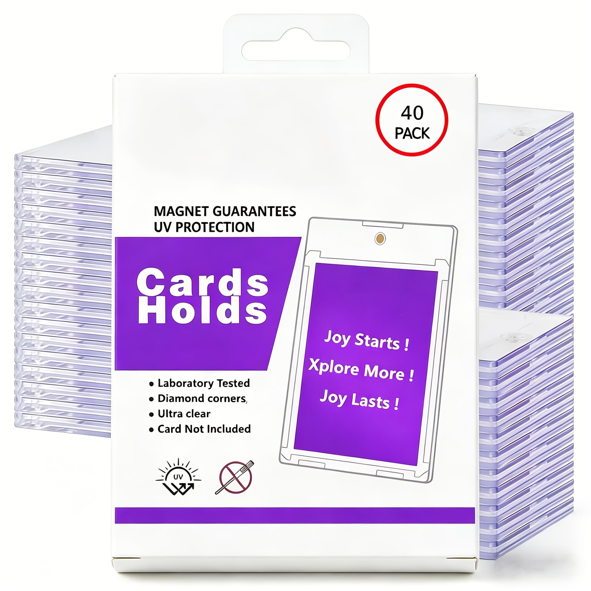 TEMU Magnetic Card Holder, 80pcs, 40pcs, 20pcs - Protective Cases Are Made Of Durable Hard Plastic, 35pt Thick, Universal For Trading Cards