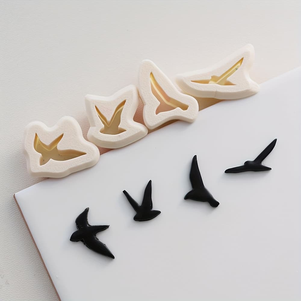 TEMU 4 Specifications Bird Shape Polymer Clay Cutters Cute Soft Pottery Clay Mold Diy Earrings Necklace Jewelry Cutting Tools
