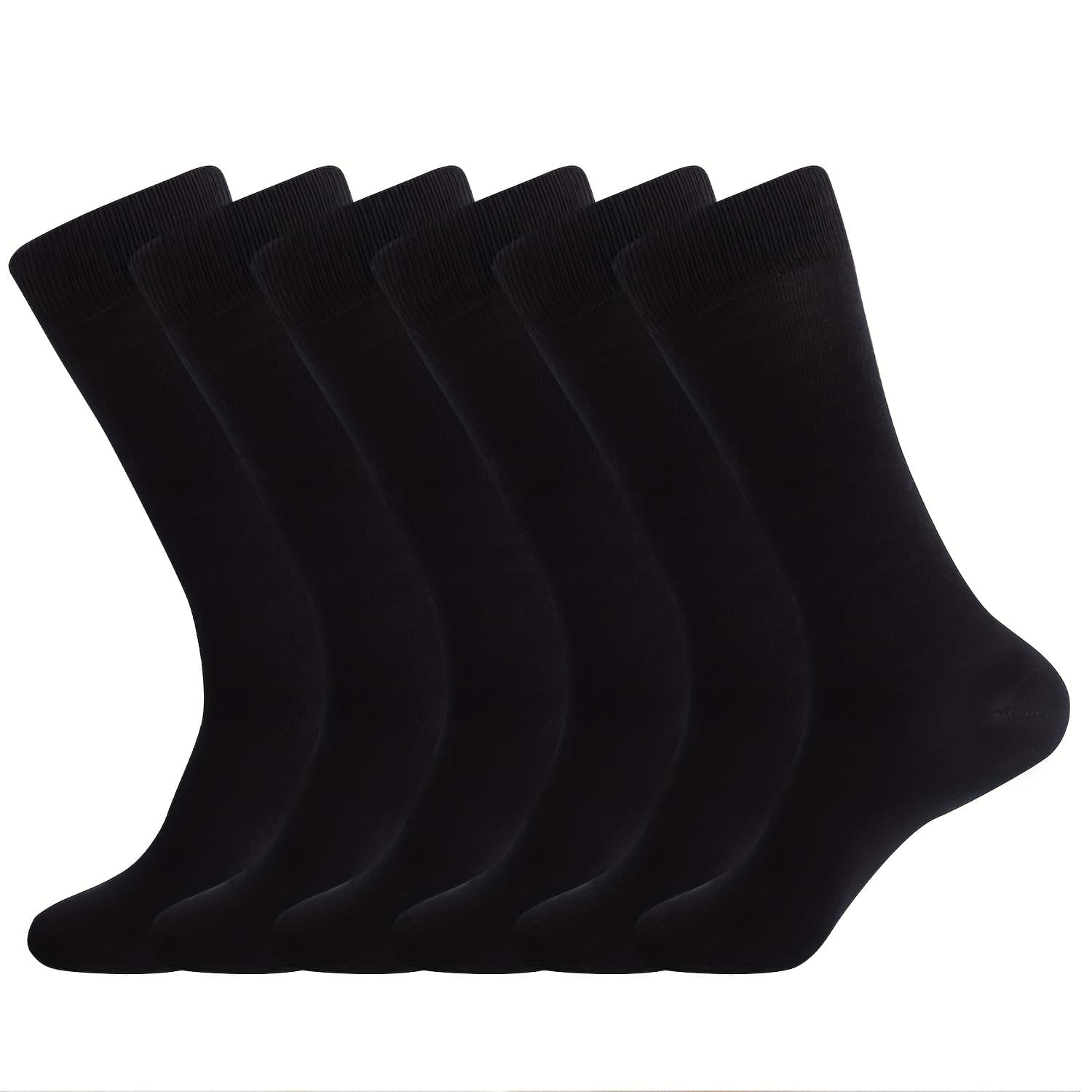 TEMU 6 Pairs Of Solid Dress Crew Socks Made Of 98%, Suitable For Business And Casual Wear For Men And Women