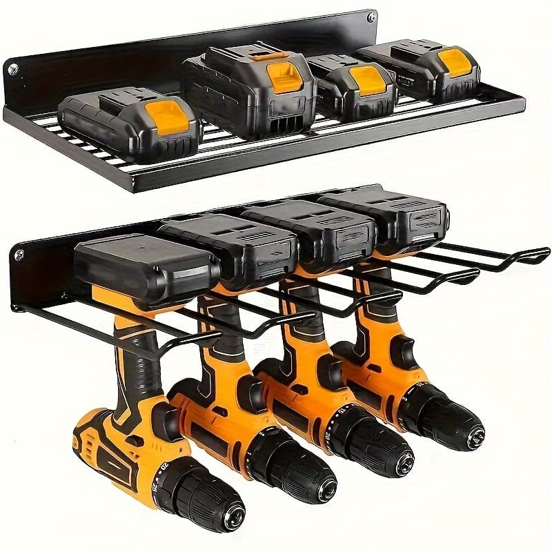 TEMU Heavy-duty Iron Tool Organizer With Drill Holder - Wall-mounted, Black & Storage Shelves For Organization - Pegboard Wall Rack For Home & Store, 20, 000+ Users , Tool Organizer Storage