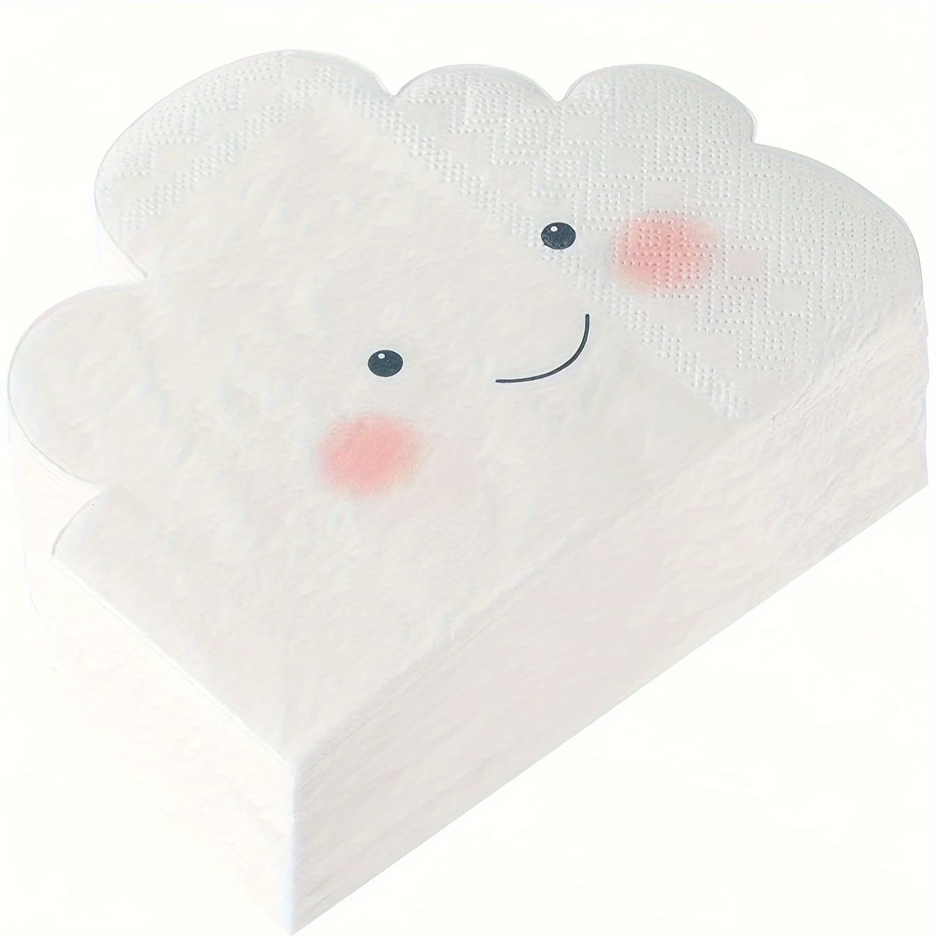 TEMU 20pcs Of 6.3 X 5.1 Inch Cloud Smile Dinner Napkins For Shower Parties, Suitable For Birthday And Gender Reveal Decorations