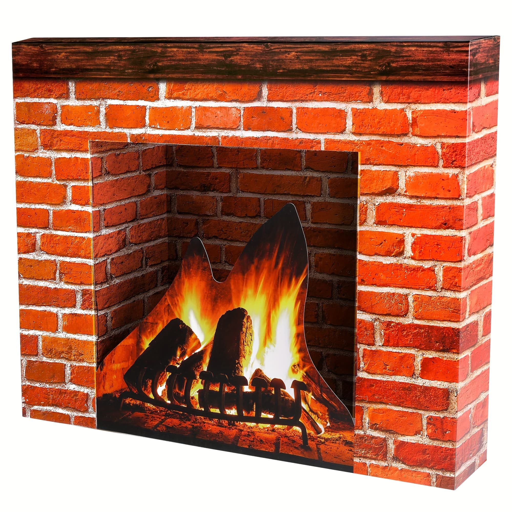 TEMU Christmas Cardboard Fireplace Prop- 3d Artificial Red Brick Cardboard Fireplace- Brick Fireplace - Fake Fireplace Backdrop For Christmas Decoration, Photobooth Props