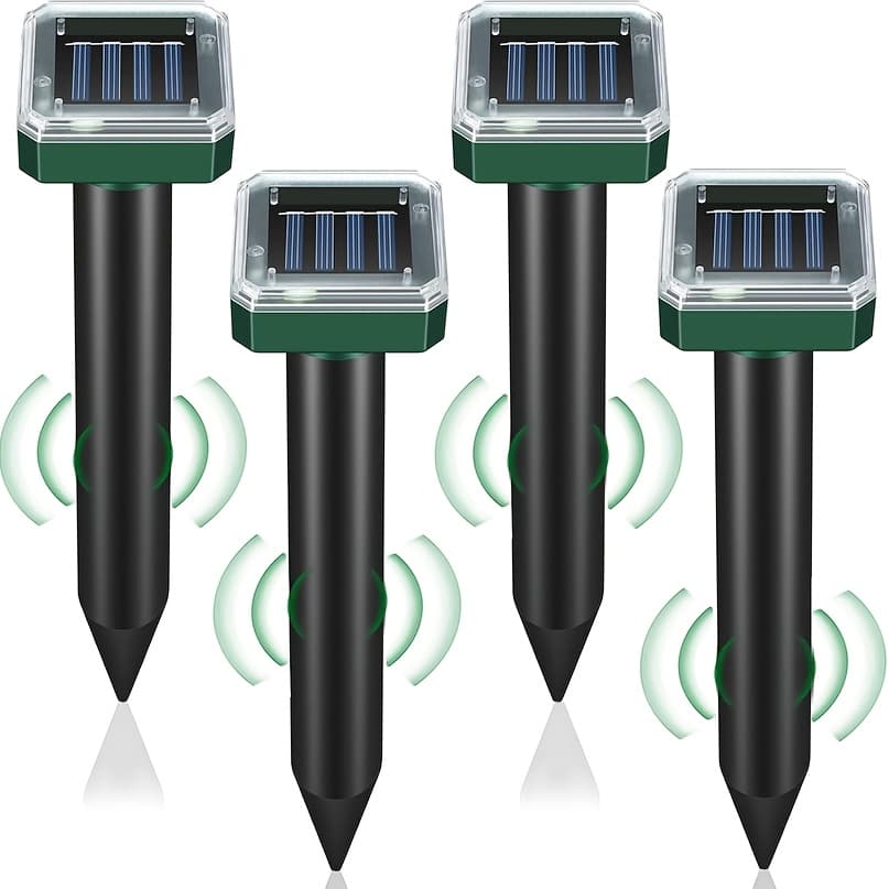 TEMU Solar-powered Rodent Repeller, Ip44 And Rainproof Upgraded Version, 1/2/4/6/8/10pcs Set, Technology + Vibration To , , , , And Squirrels, Lawn Garden Yard Outdoor Pest Control Device, Burrowing