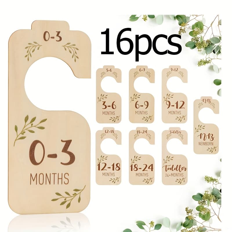 TEMU Closet Dividers For Clothes Organizer, Set Of 16 Beautiful Wooden Double-sided Clothes Size Hanger Organizer