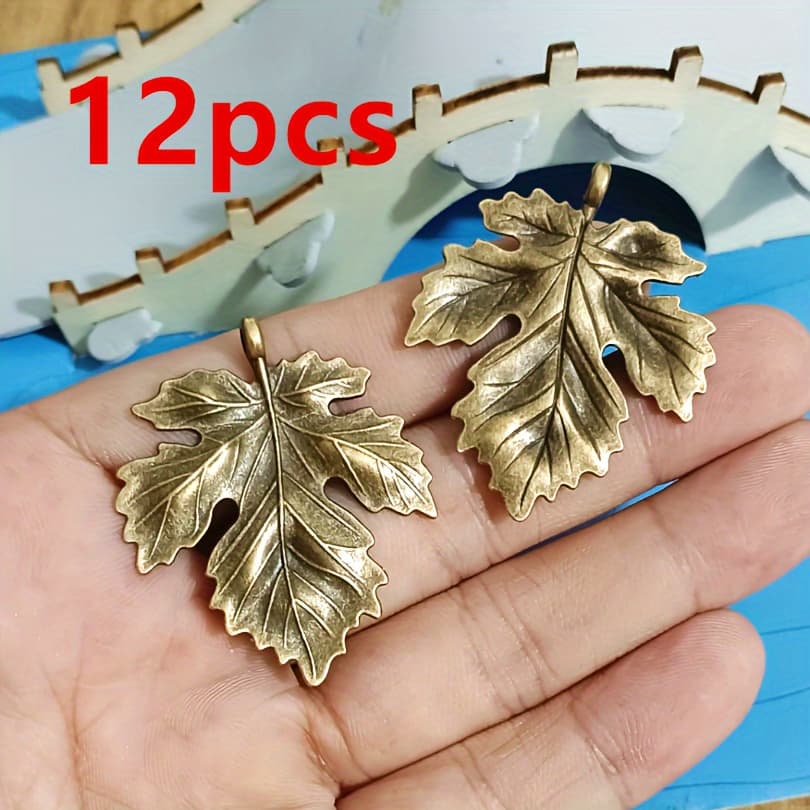 TEMU 12pcs Of Ancient Maple Leaf-shaped Pendants For Bracelet Additions