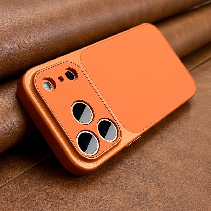 TEMU Phone Case: New Luxury Upgrade Can Become 17 Series Orange Retro Phone Case Compatible With Iphone 17air 16 15 14 13 Pro Max 17pro 17promax Large Window Camera Shockproof Soft Border Hard Cover