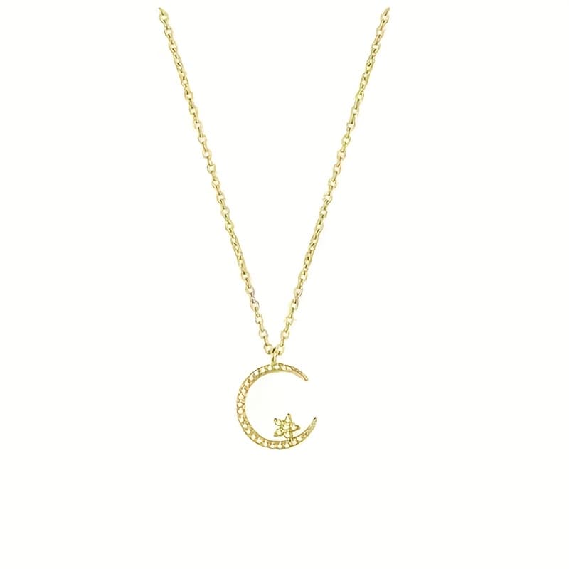 TEMU Star Moon Super Sparkling Exquisite Small Eid Al Fitr Valentine's Day Adjustable Pendant Necklace, Simple, Elegant, Cute, Versatile, Daily Wear Clavicle Chain Jewelry