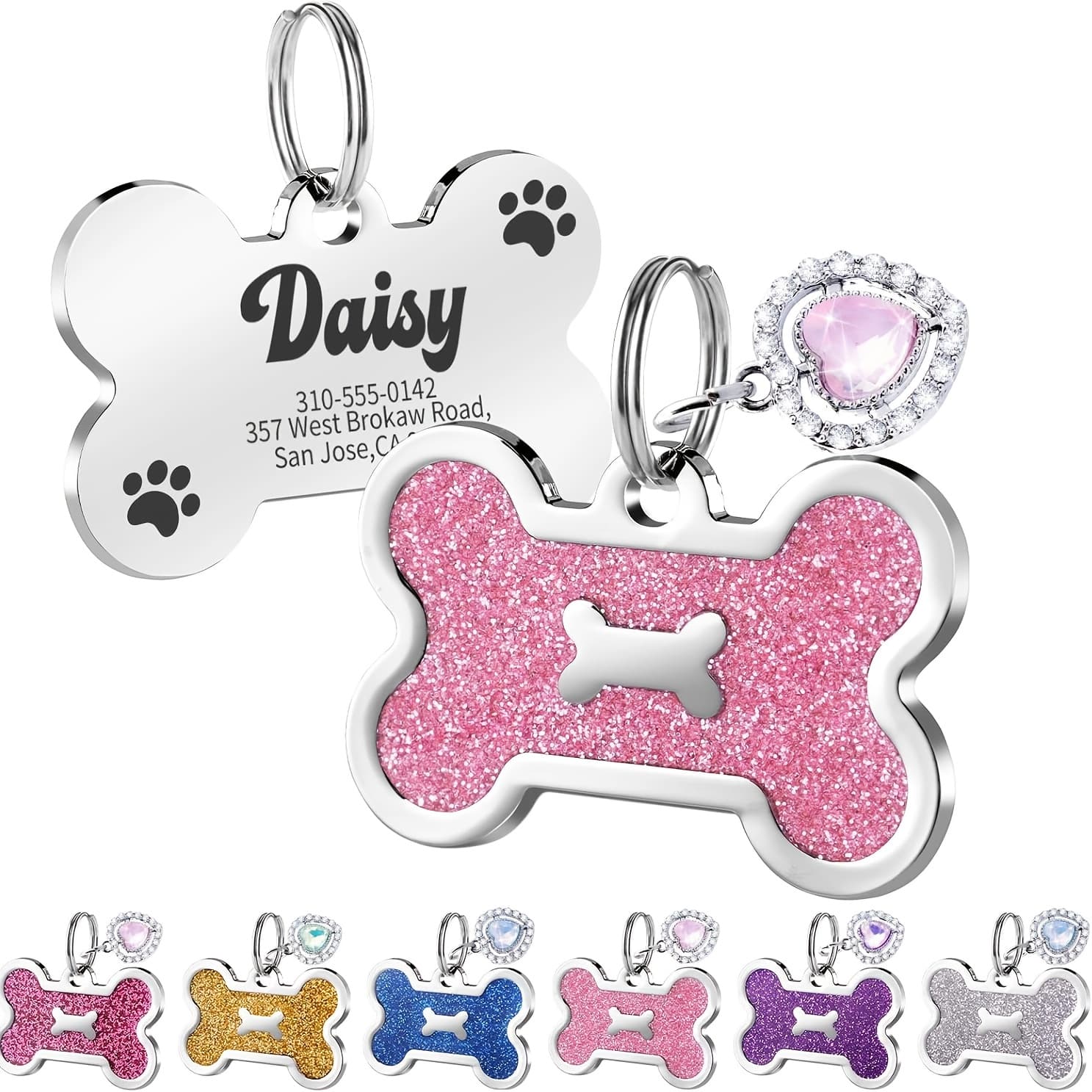 TEMU 1pc Personalized Dog Id Tag With Name/phone/ Engravable - Pet Collar Tag Suitable For Small Medium Large - Collar Compatible For Daily Use, Vet , Lost - Gift For