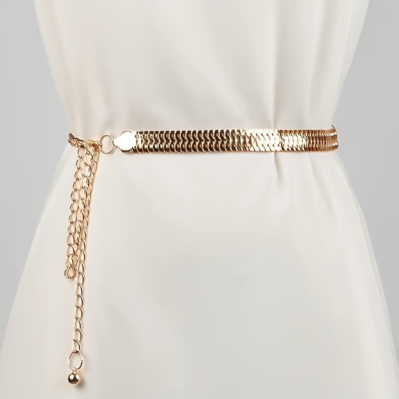 TEMU Women's Chain Belt, Versatile Dress/casual Trousers Waist Cincher, Daily Wear Accessory