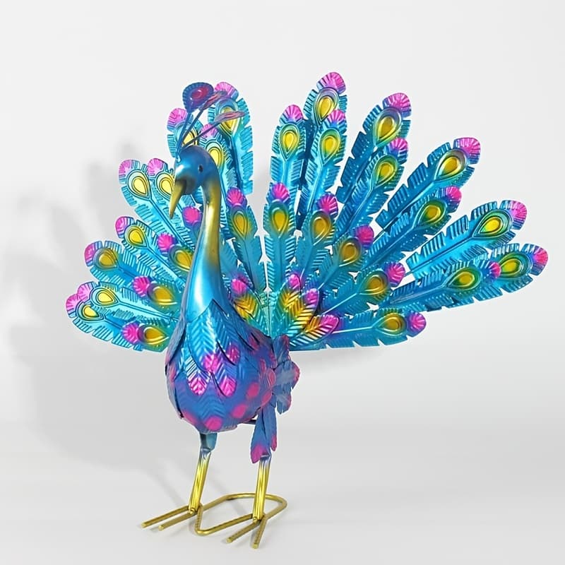 TEMU Garden Decoration Featuring A Peacock Statue, Metal Yard Art For Outdoor Spaces, Three-dimensional Courtyard Embellishments, Ideal For Christmas Ornaments And Gifts