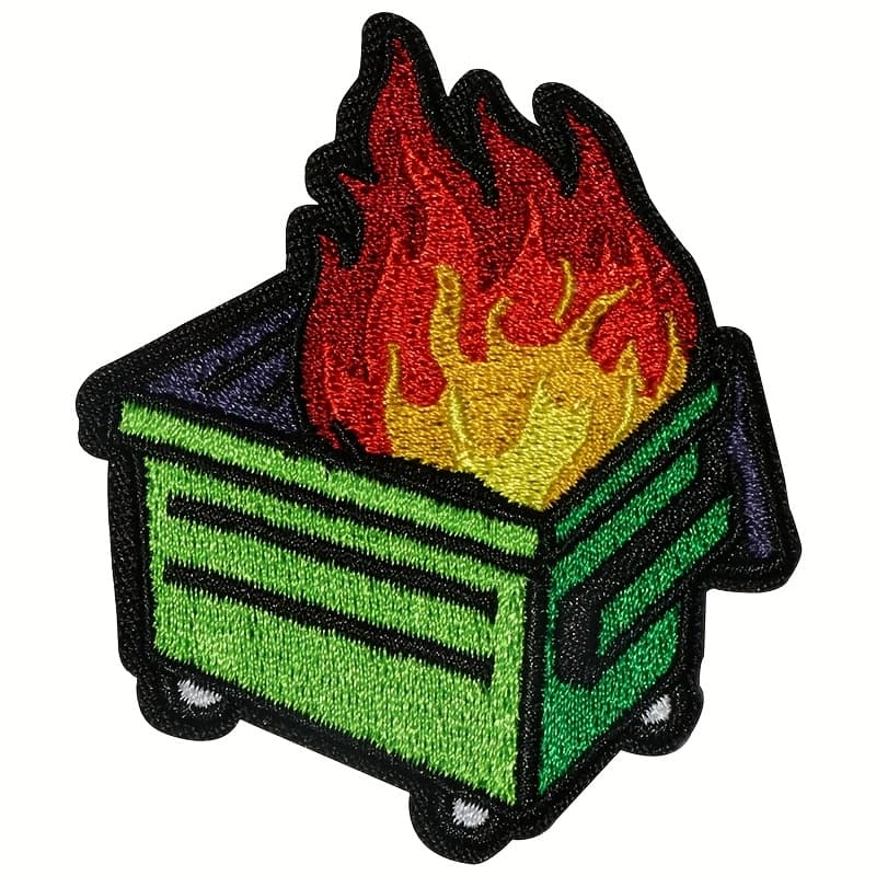 TEMU 1pc Vibrant Flame Embroidered Patch, Multicolor Hot Melt Adhesive, Dynamic Fire Design For Diy Crafts And Clothing Repair