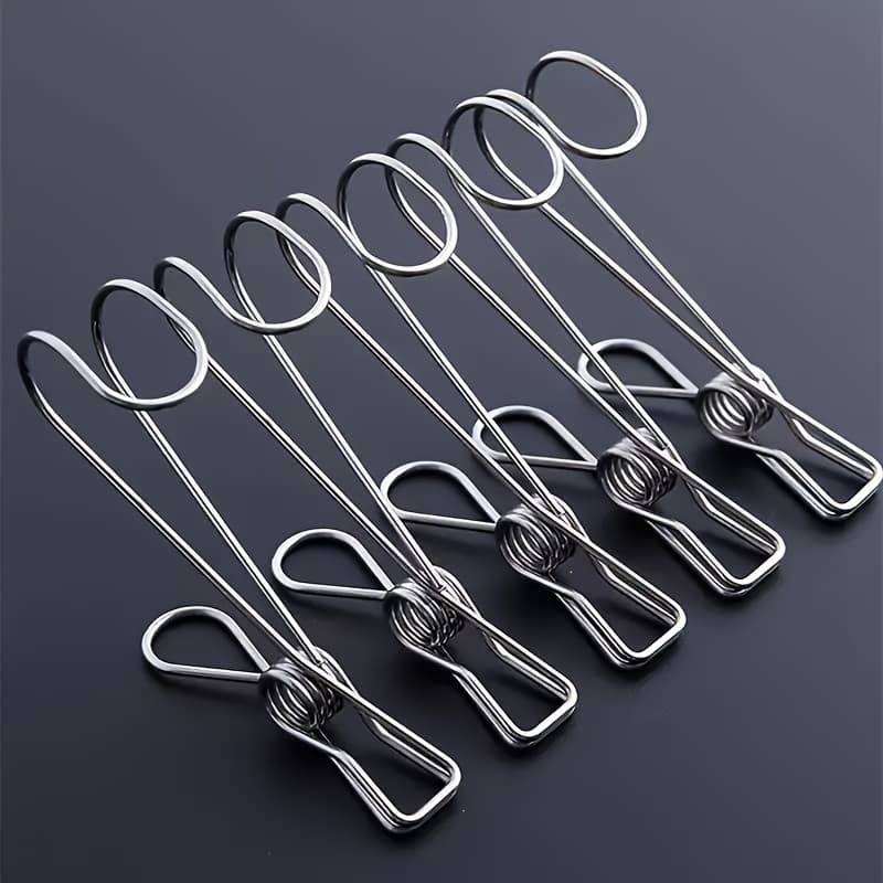 TEMU 5pcs Stainless Steel Clips - Hooks, Ideal For Kitchen And Bathroom Towels, Snack Storage, And More, Clothes Pins