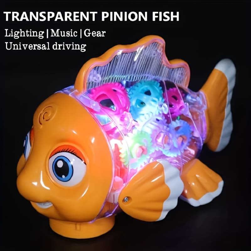 TEMU Light Up Transparent Gear Fish Toy, Bump & Kids Sensory Toy, Educational Musical Toy For Toddlers Boys Girls, Birthday Day Gift