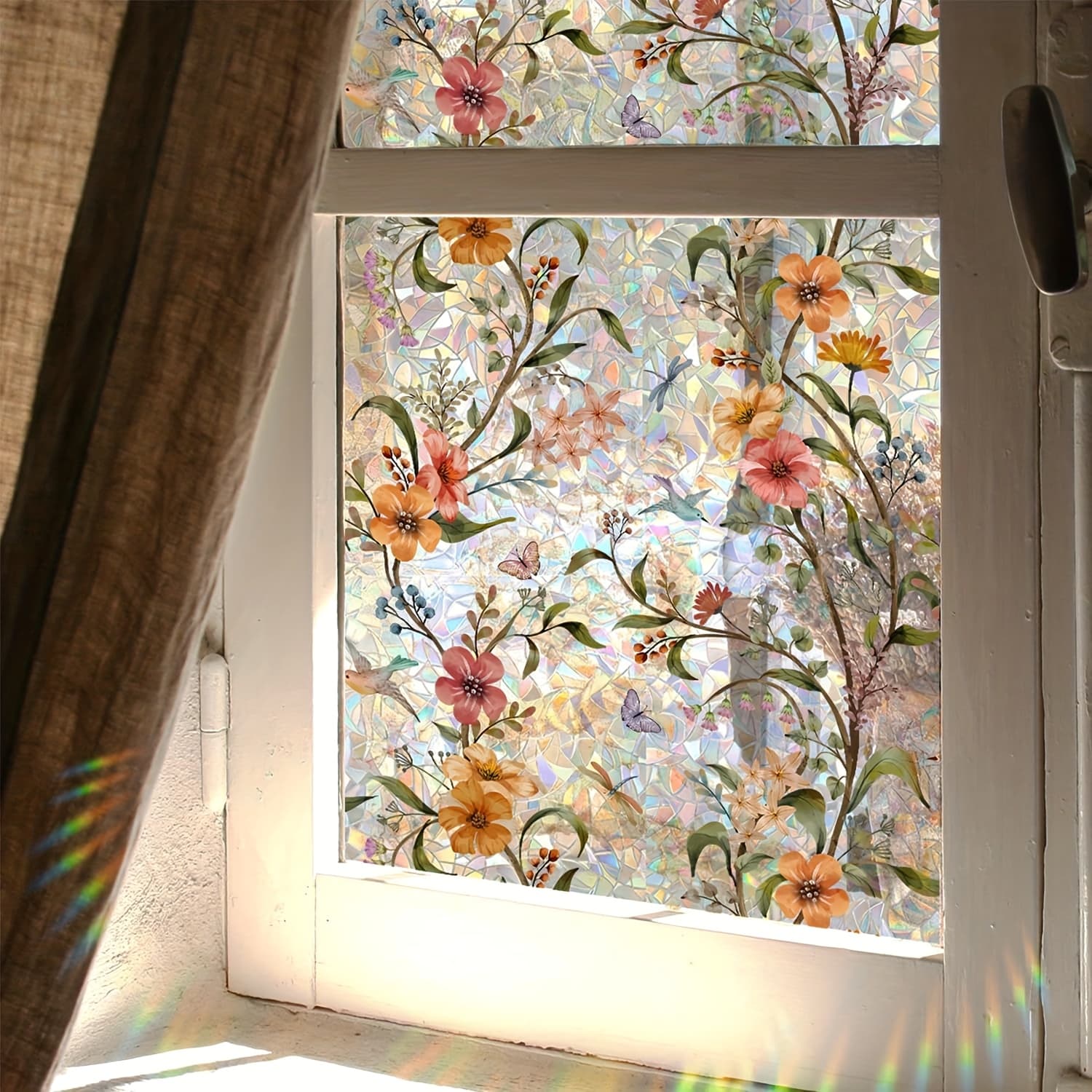 TEMU Stained Glass Window Film, Window Privacy Films, Rainbow Glass Decals Stickers For Home Anti