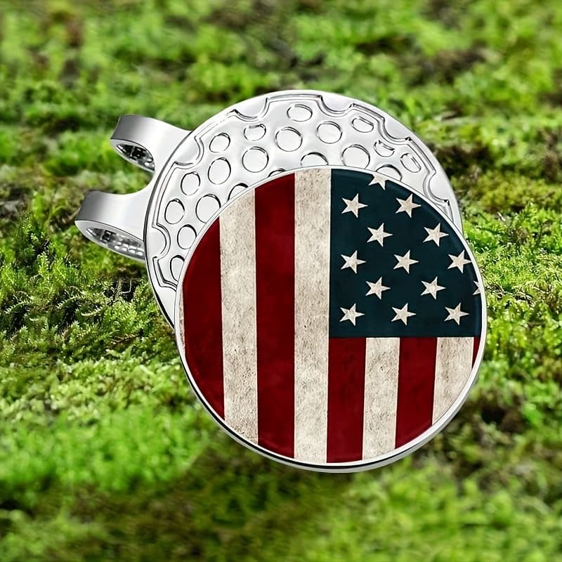 TEMU 1pc Magnetic Golf Marker Accessory With American Flag Magnetic Clip - Iron Hat Clip Suitable For Golfers, Course Play & Practice - /remove Magnetic Marker