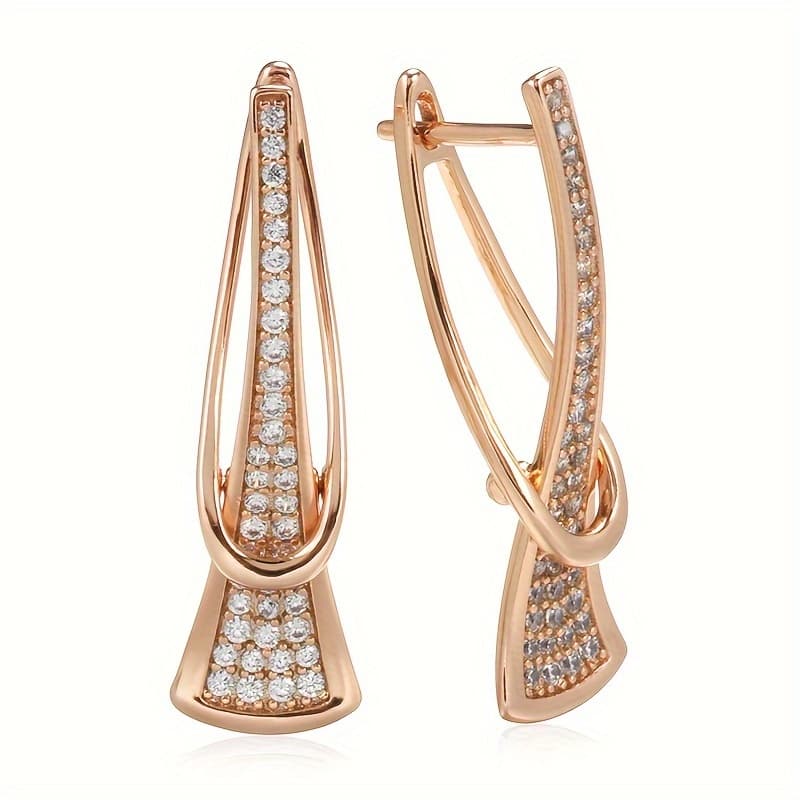 TEMU Pair Of Luxurious Elegant Synthetic Synthetic Zirconia Women's Earrings Romantic Gift High-end Jewelry