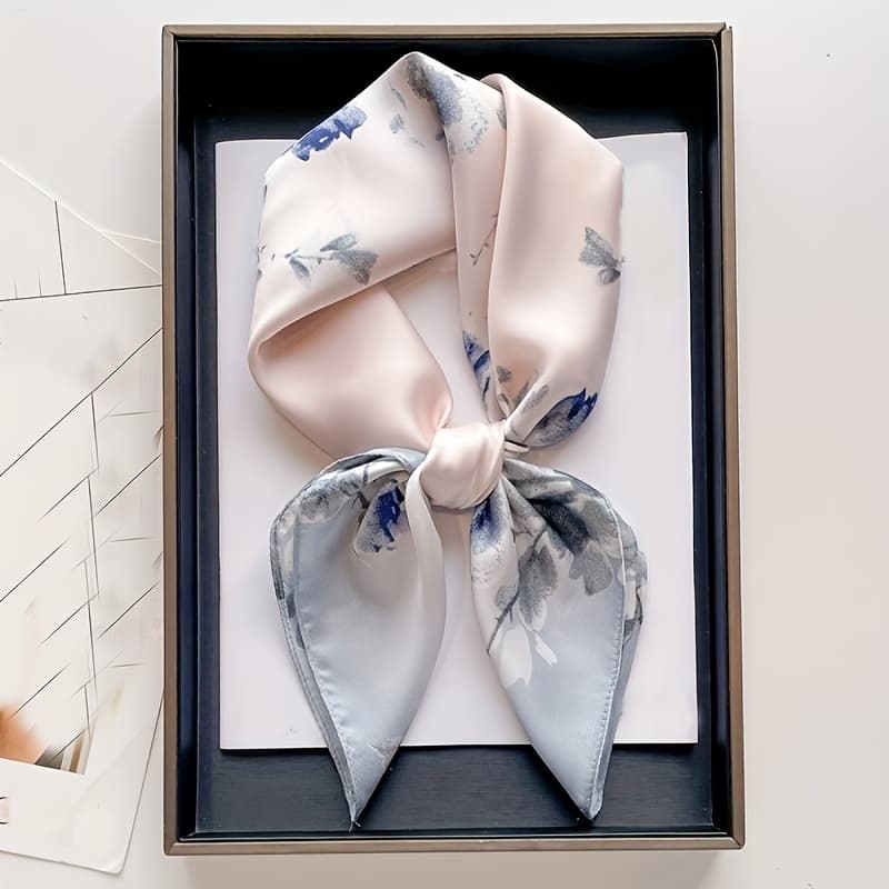 TEMU 1pc Ink Painting Rose Pattern Square Scarf, Suitable For Daily Commuting And Holiday Gifting, Material