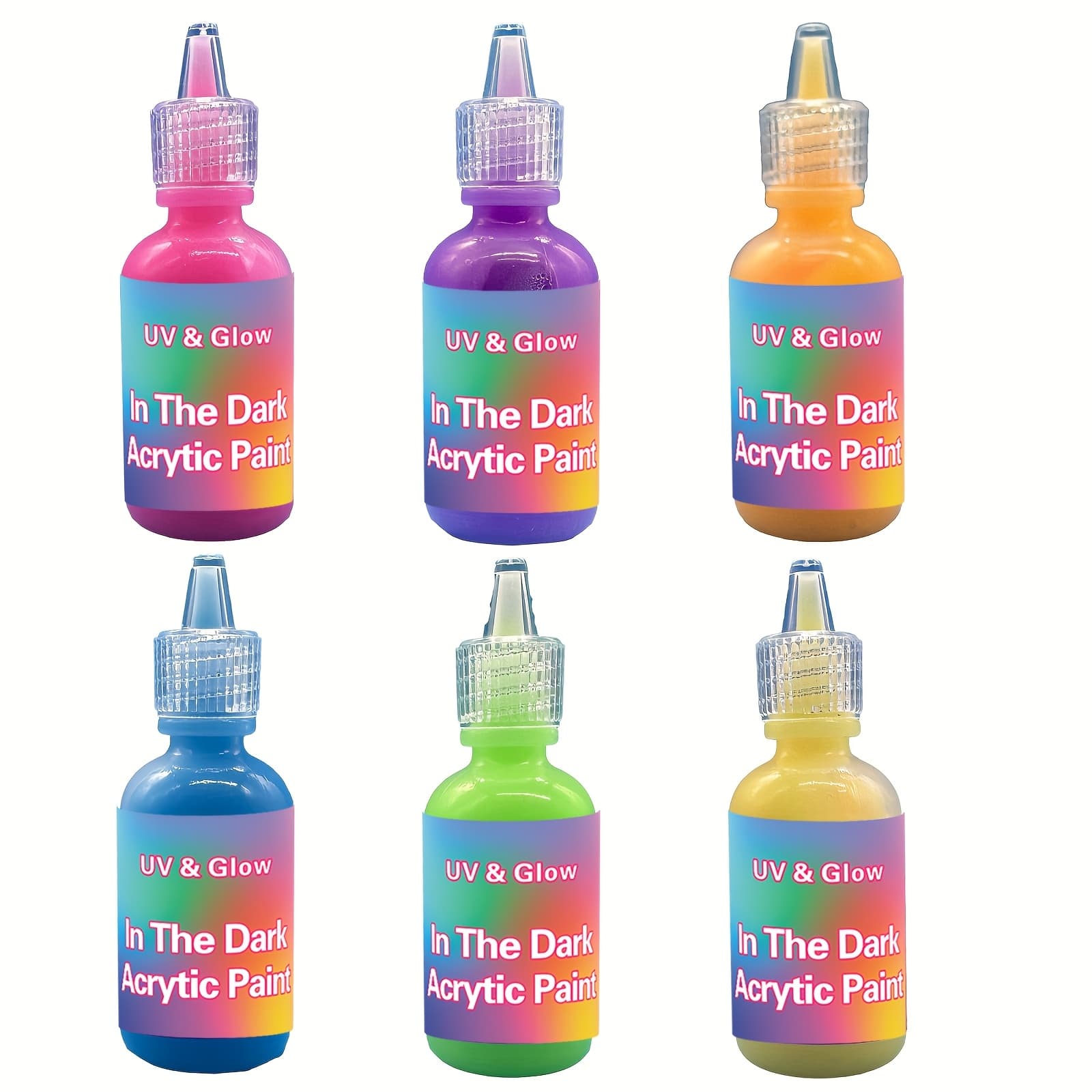 TEMU 30ml Of Uv-reactive -the-dark Acrylic Paint - Neon Luminous Pigment Suitable For Art And T-shirts ( In 6 Colors)