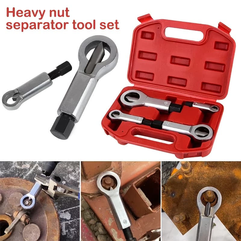 TEMU 4pcs Nut Splitter Rusted Heavy Duty Set, Nut Broken Damaged Corroded Stuck Nut Removing Splitting Tool, Nut Remover, Nut Splitter, For Home, Industrial, Auto Repair Use