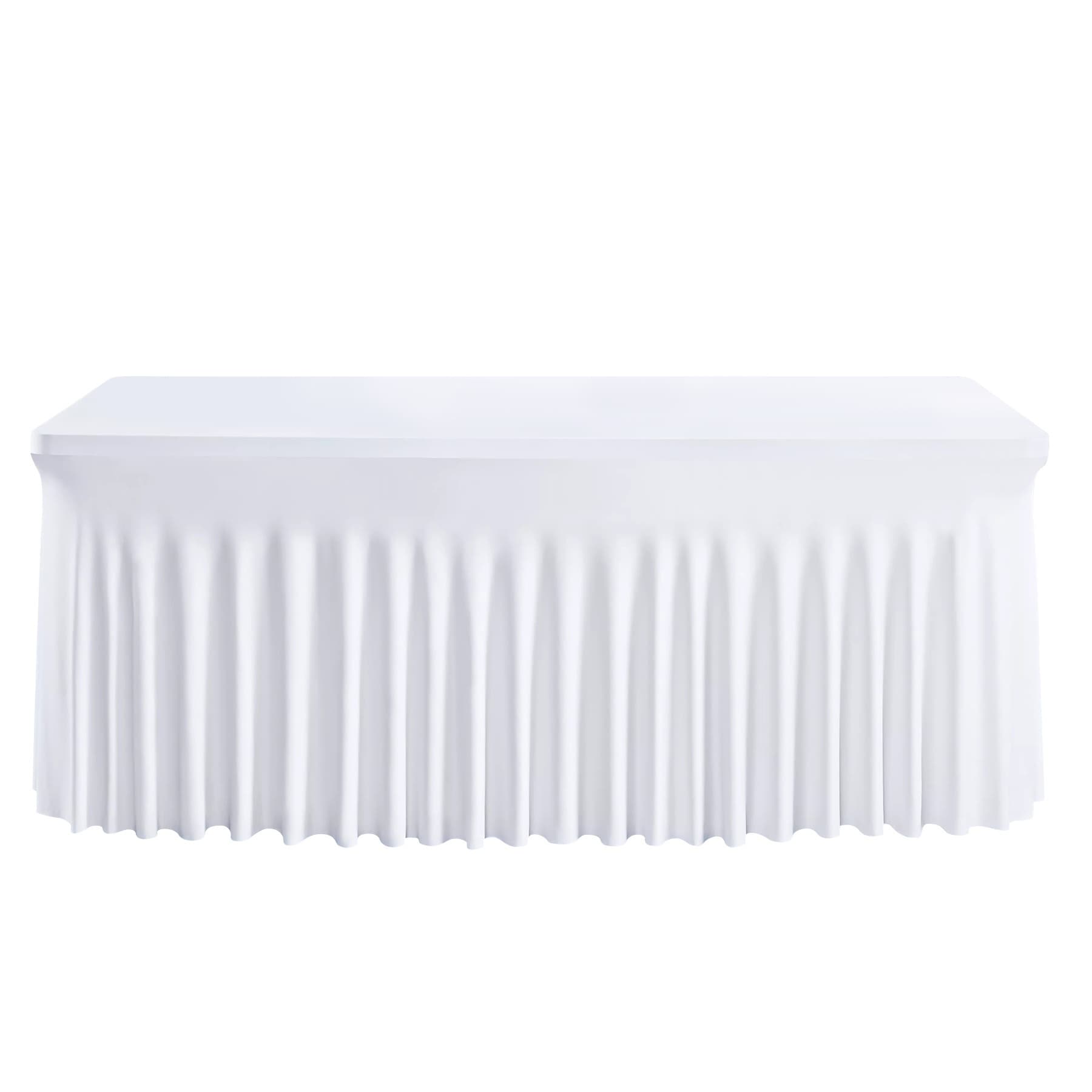 TEMU 8ft One-piece Red Tablecloths And Skirt - Table Skirts For Rectangular Tables, Pleated Stretchy Cover For Banquets, Weddings, Events, Parties
