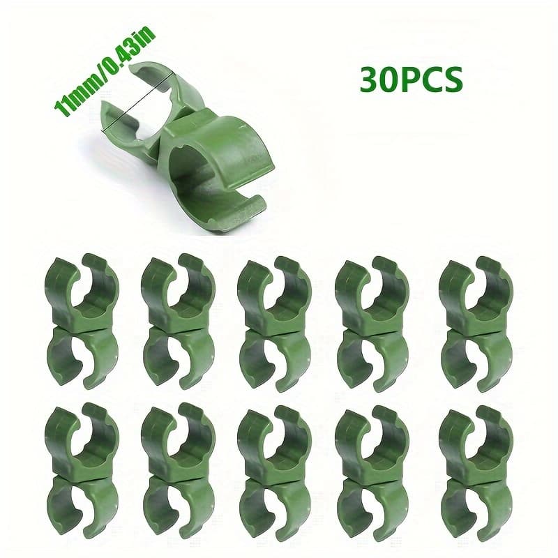 TEMU 30pcs 360° Adjustable Plant Support Clips - Durable Green Plastic Clips, Suitable For Climbing Vines And , Multi-angle Fixing Tool, Potted Plants & Garden Maintenance | Flexible Green Clips