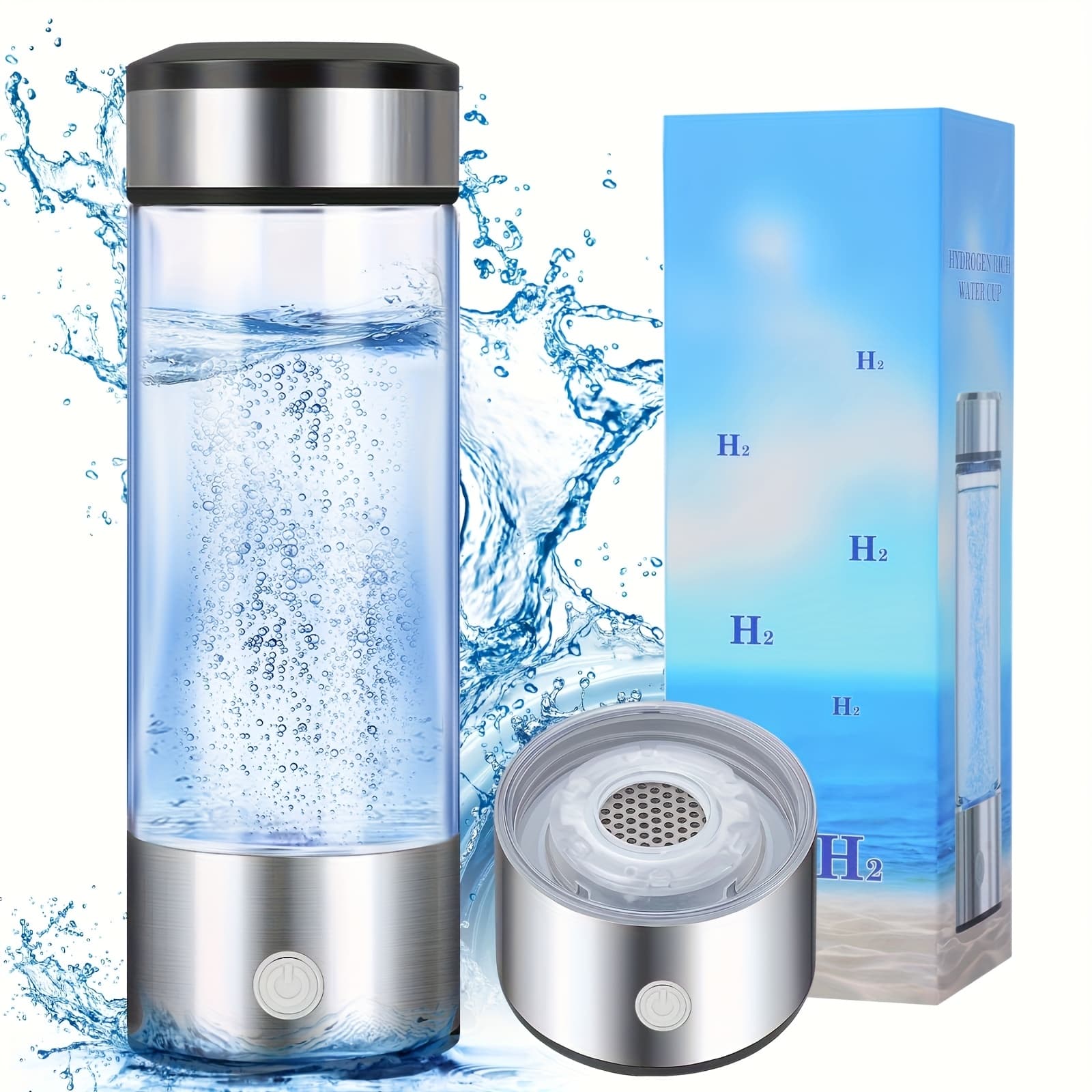 TEMU 2025 /2-piece Hydrogen-rich Water Cup-spe/pem , Quick Preparation Of 1200ppb High-concentration Hydrogen Water In 3 Minutes, Body-building Hydration/office Refreshing/travel Portable/ Care