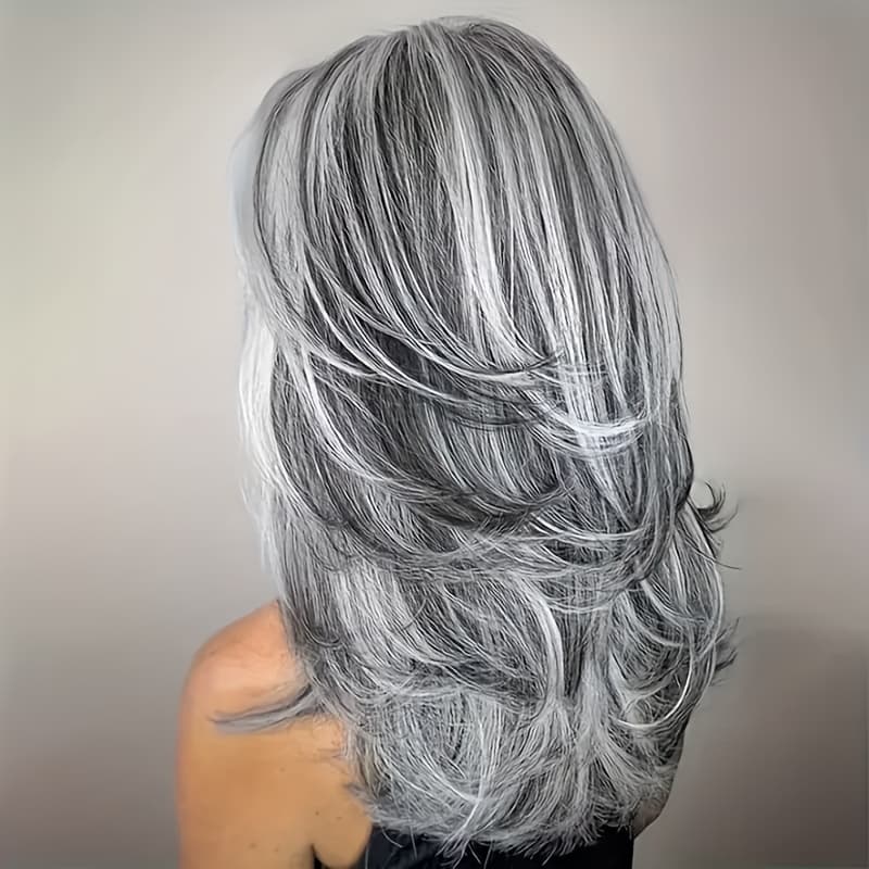 TEMU 18 Inch Long Balayage Wig - Rich Ombre Dark Blonde Color, , Soft , Heat Resistant Synthetic Hair, Dark Root, Designed For White Women