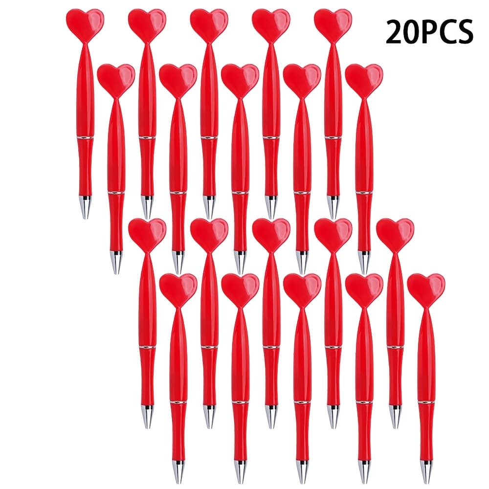 TEMU 20pcs Red Heart Ballpoint Pens For Writing, 1.0mm Black Ink Refill Pen, Twist To Open The Pen, Pretty Novelty Gel Pens For Girl Women Christmas Valentine's Day Wedding Party Gifts Supplies