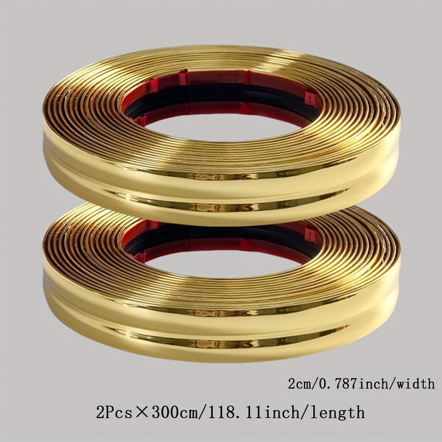TEMU 2pcs Self-adhesive Pvc Decorative Strip For Background Wall, Door And Window Frame Edge Trim, Wallpaper Hemming Tape, 3d Corner Sealing Strips For Furniture Decoration