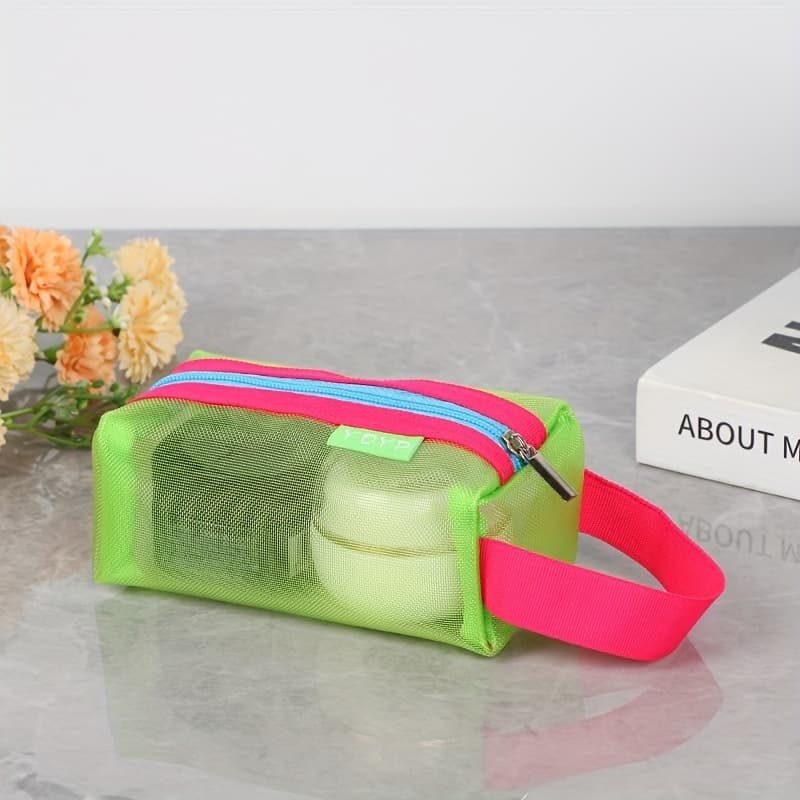 TEMU Mini Mesh Zipper Storage Bag, Lightweight , Multifunctional Earphone Bag, Portable Wallet, Handbag, Lipstick Bag, Makeup Bag