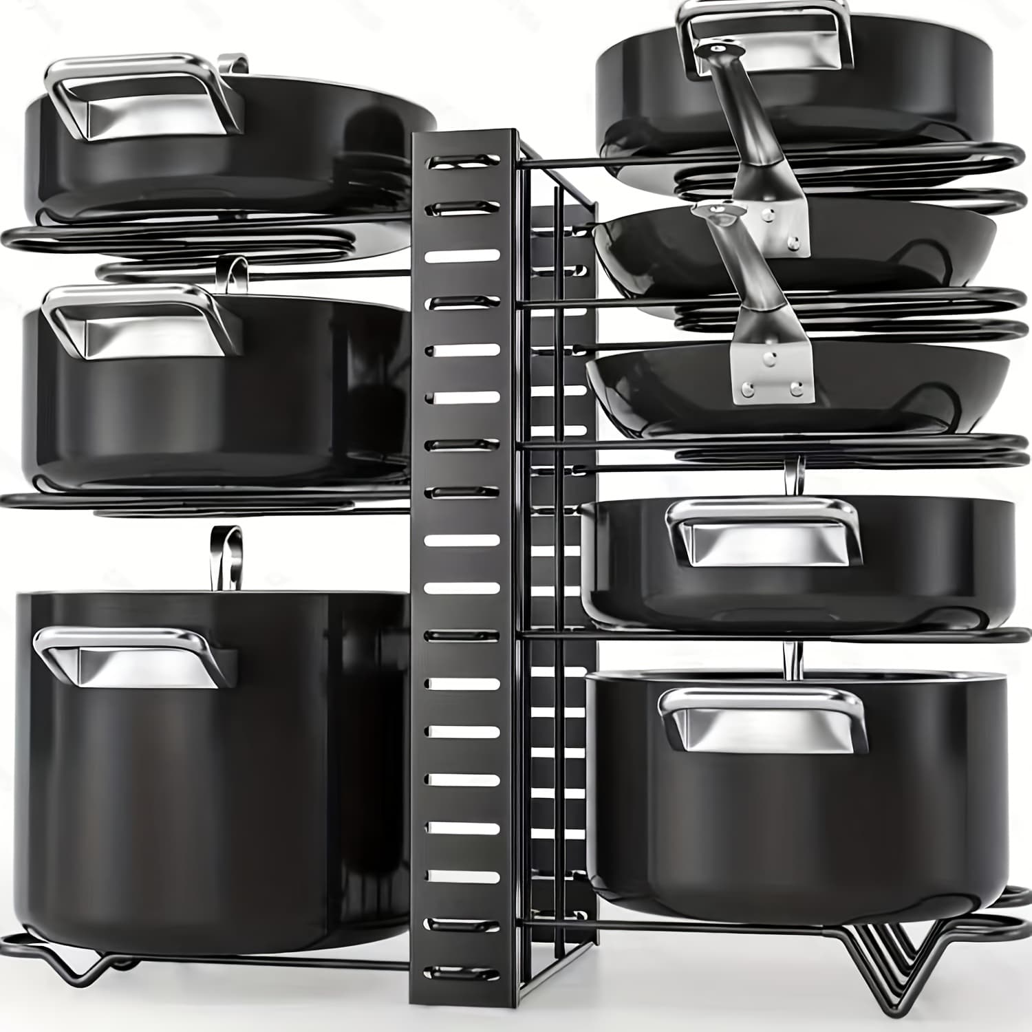 TEMU Pot Organizer Rack 8 Tiers Pots And Pans Organizer, Pot Lid Organizer For Kitchen Cabinet Cookware Organizers And Storage