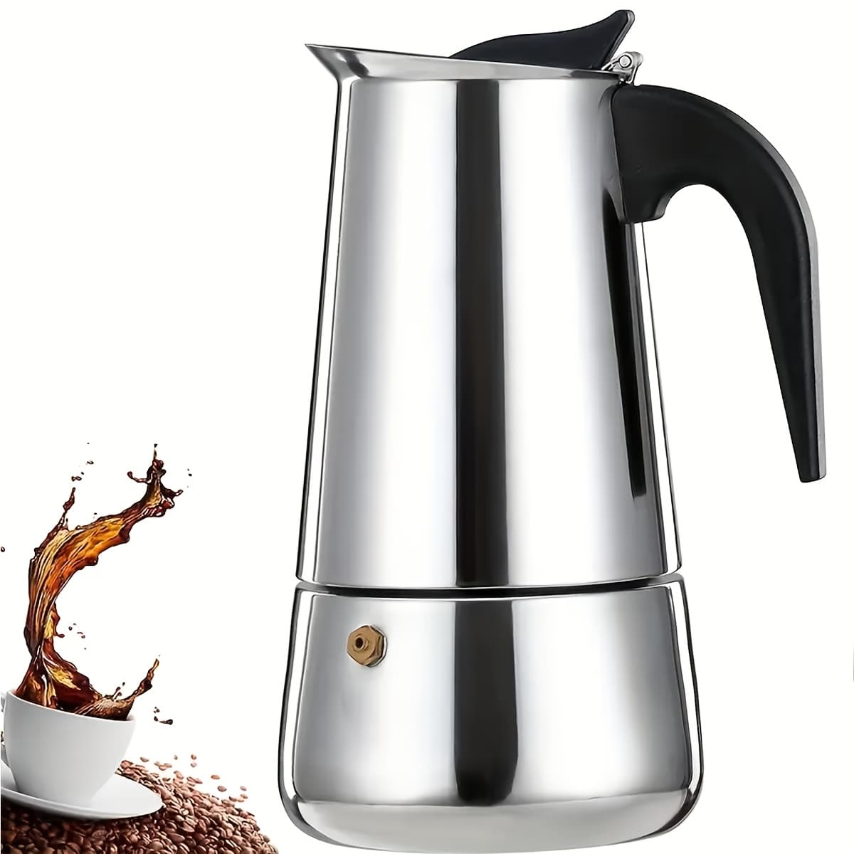 TEMU 1pc 300ml/10oz 6-cup Stainless Steel Pot Coffee Percolator Structure Stovetop Italian Espresso Machine Heat-resistant -resistant For