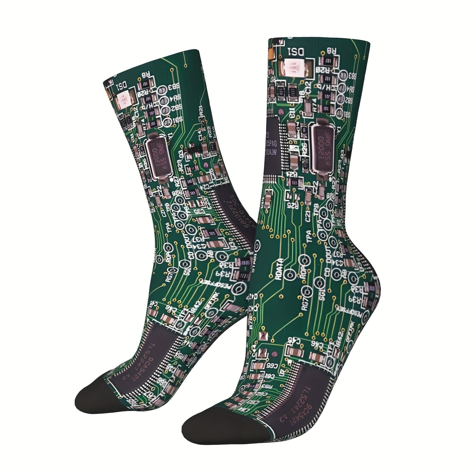 TEMU Circuit Board Socks Printed Male Mens Stockings Polyester