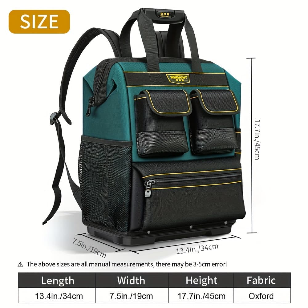 TEMU Tool Backpack, Tools Bag With Multi-use Pockets, Tool Bag With Padded Shoulder, Back, And Waist Straps