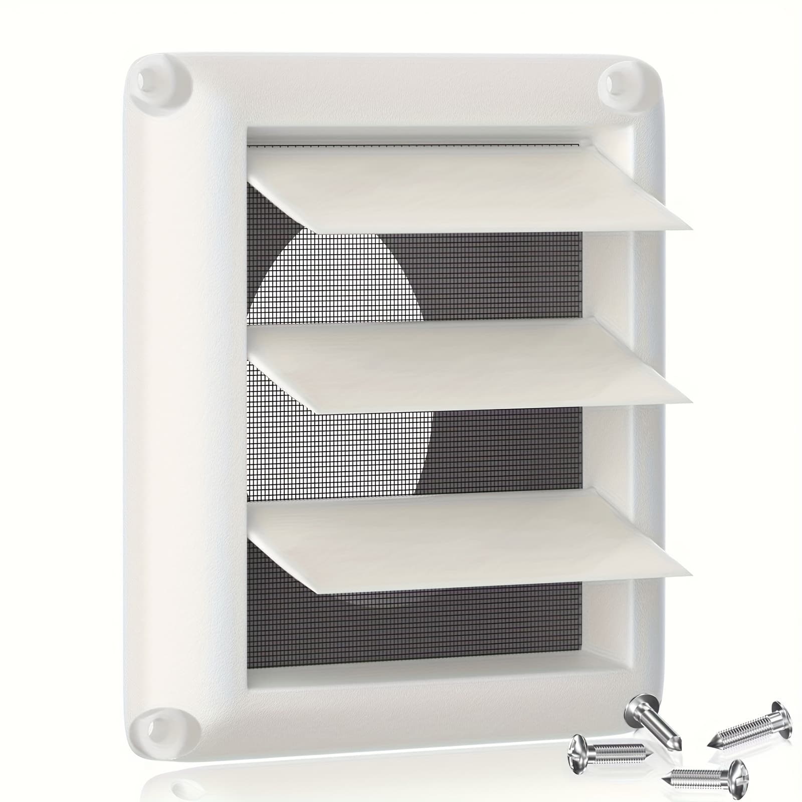 TEMU 1pc 4-inch Square Louvered Vent Cover, Plastic Material, With Insect Screen, For Home Ventilation, Vent Covers For Home Floor