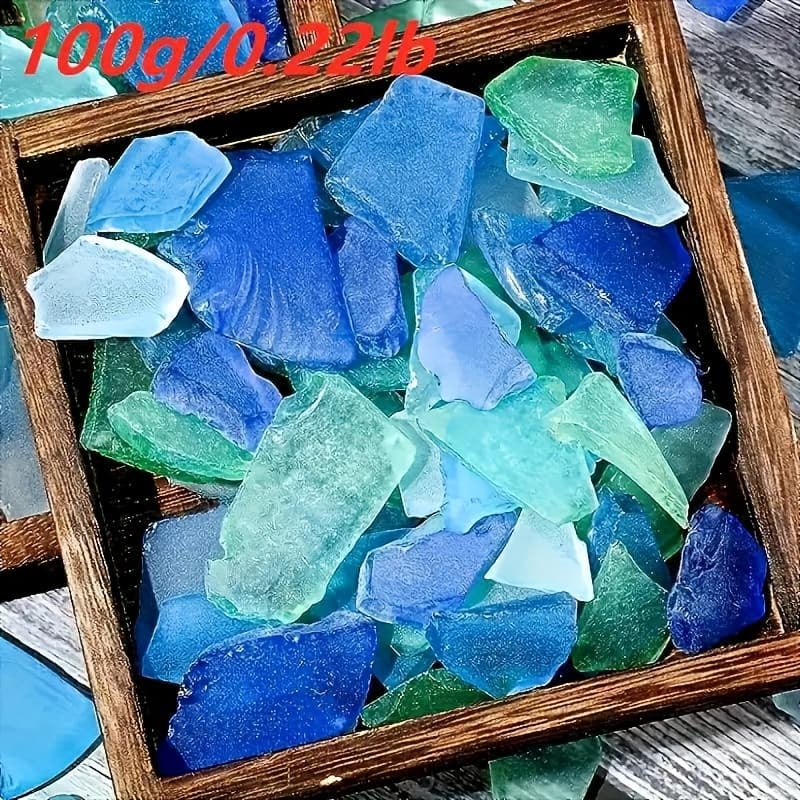 TEMU 100g/3.53oz Craft Decorations, Sea-colored Glass , Light Frosted Vase Inlaid Glass, Broken Beach Wedding Party Decorations, Home Scenery Decorations