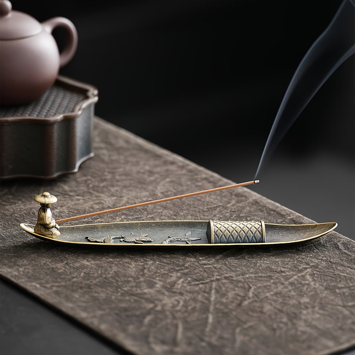 TEMU 1pc Vintage Metal Fisherman Incense Holder, Decorative Incense Stick Burner For Home, Zen Furnace For , Meditation - Ideal For Christmas, Halloween, Easter, Hanukkah, Thanksgiving