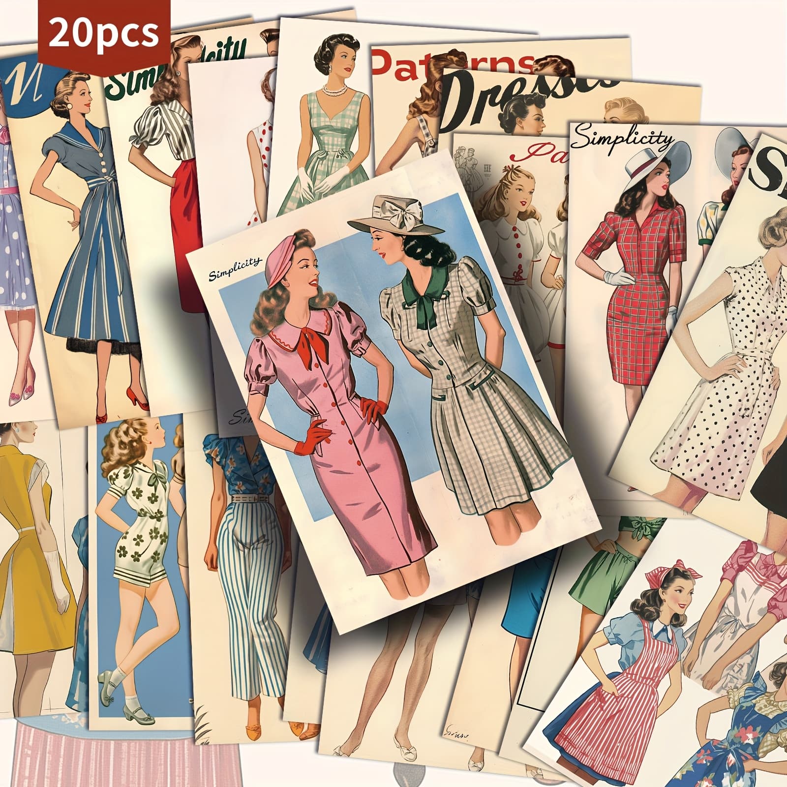 TEMU 20-pack Fashion Victorian Women' Postcards - 4x6 Inches Junk Journal Paper, Classic Pinup Illustrations, Collectible Decorative Painting Cards For Scrapbooking & Crafting