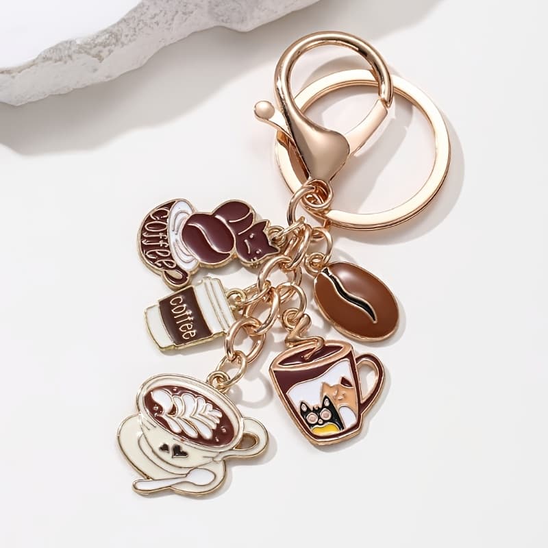 TEMU 1pc Coffee Casual Themed Drip Oil Keychain, Fashionable , Car Bag Pendant Gift, Gift For , Souvenir Gift