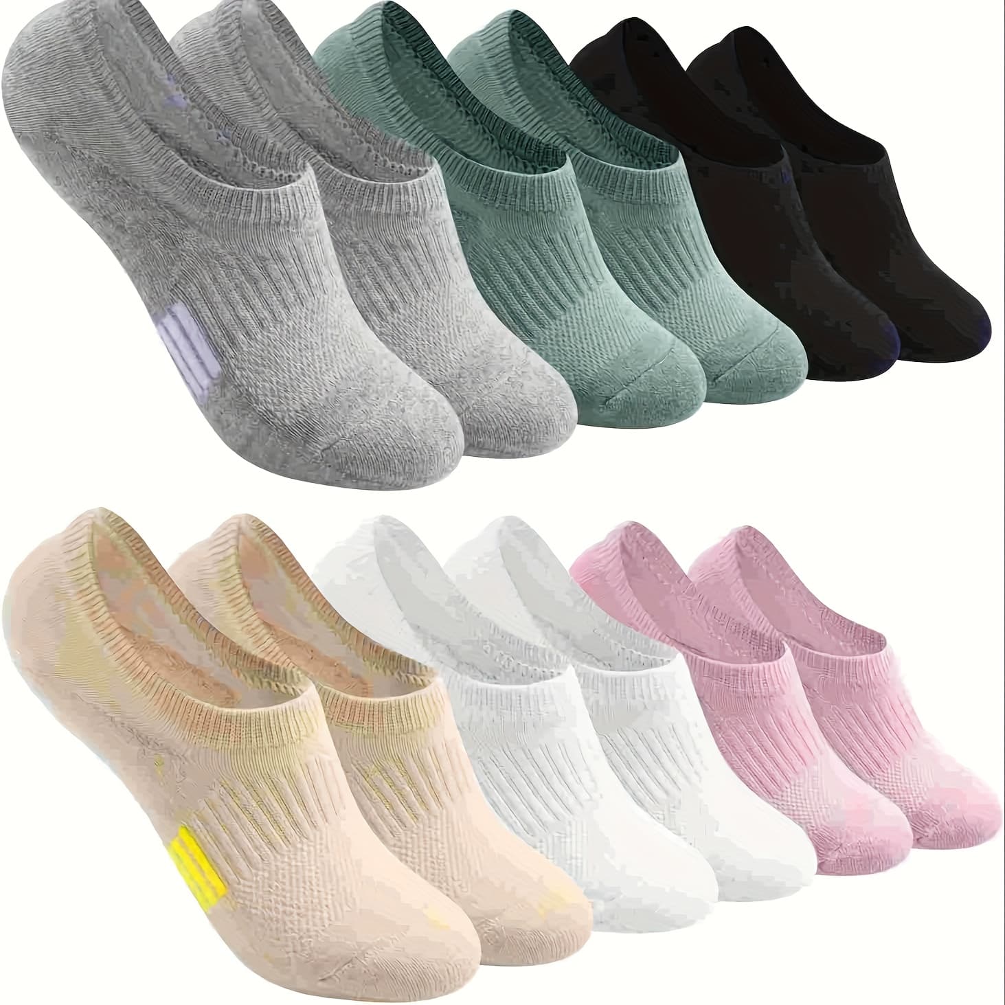 TEMU 6 Pairs No Show Socks For Women Athletic Low Cut Socks Ankle No Slip Invisible Running Cushioned Socks