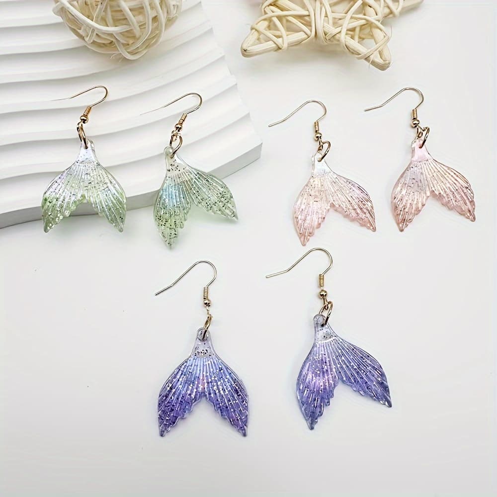 TEMU 3 Pairs/set Of Mermaid Tail Acrylic Earrings For Women With