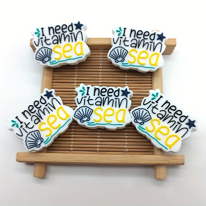 TEMU 5pcs Silicone Beads, Fun Letter Loose Spacer Beads, Suitable For Diy Handmade Jewelry Making, Daily Decoration, Holiday Gifts, And Gifts For Ladies