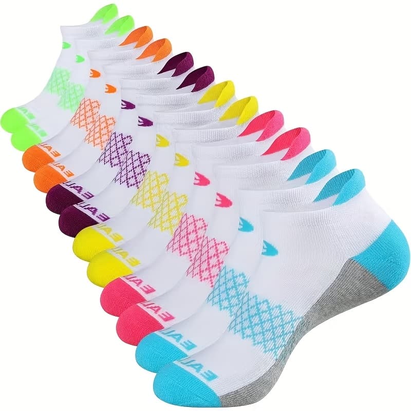 TEMU 6/12/18 Pairs Women's Low-cut Athletic Sports Socks - Non-slip Breathable Elastic Running Gym Socks With Options (,,,) Suitable For Basketball, Exercise, Hand Washable - - Wear