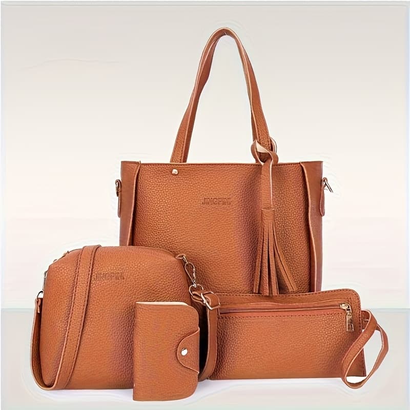 TEMU Lychee Pattern Mother And Daughter Bag Set, Single Shoulder Bag, Wallet Tote Bag Crossbody Bag Handbag