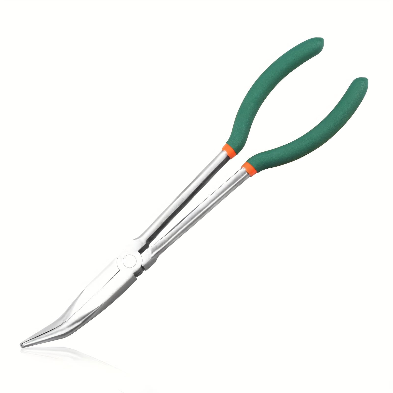 TEMU 11 Inch Bent Nose Pliers 45 Degree Long Reach Pliers With Serrated Teeth Straight Extra Long For Hard-to-reach Narrow Spaces And Clearance Areas